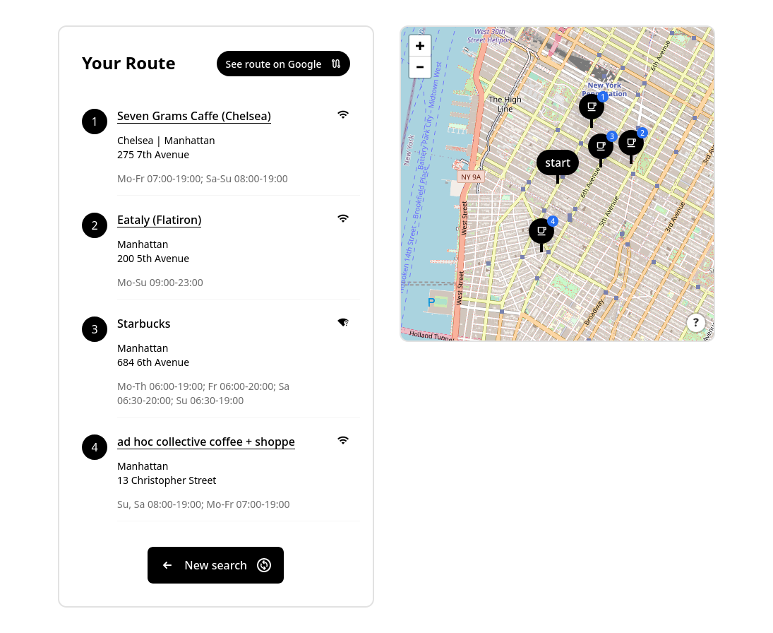 Generated Coffee Route